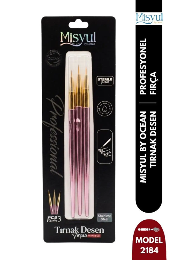 Misyul MIS-2184 3'lü Nail Art Dizayn Fırça Seti