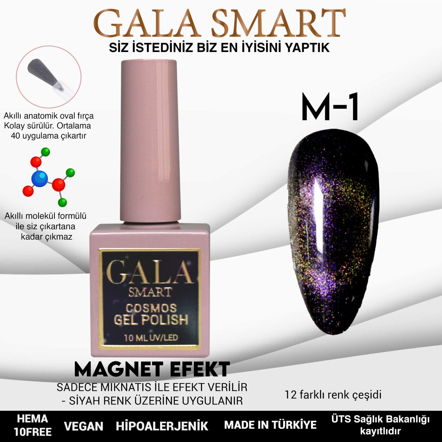 Gala Smart - Cosmos Kedi Gözü Kalıcı Oje - M-1