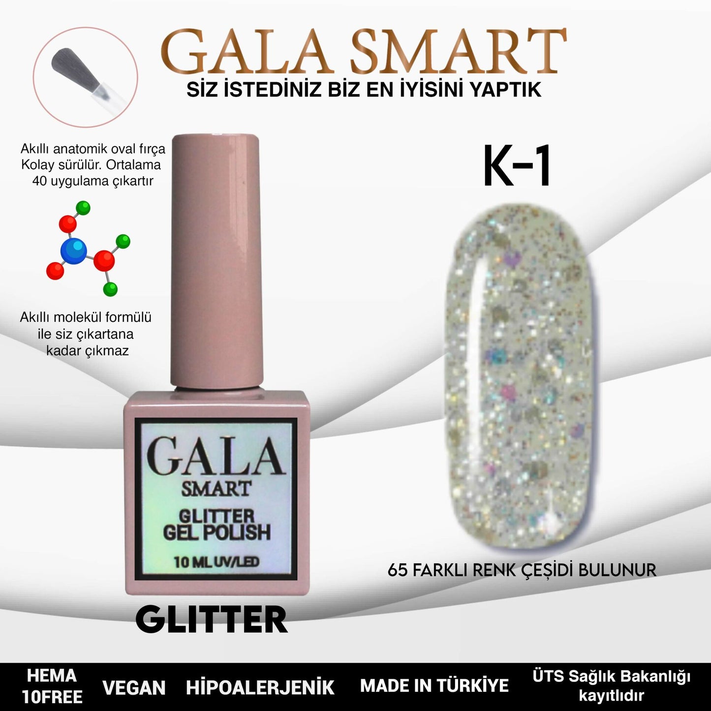 Glitter Kalıcı Oje - 10 ml K-01