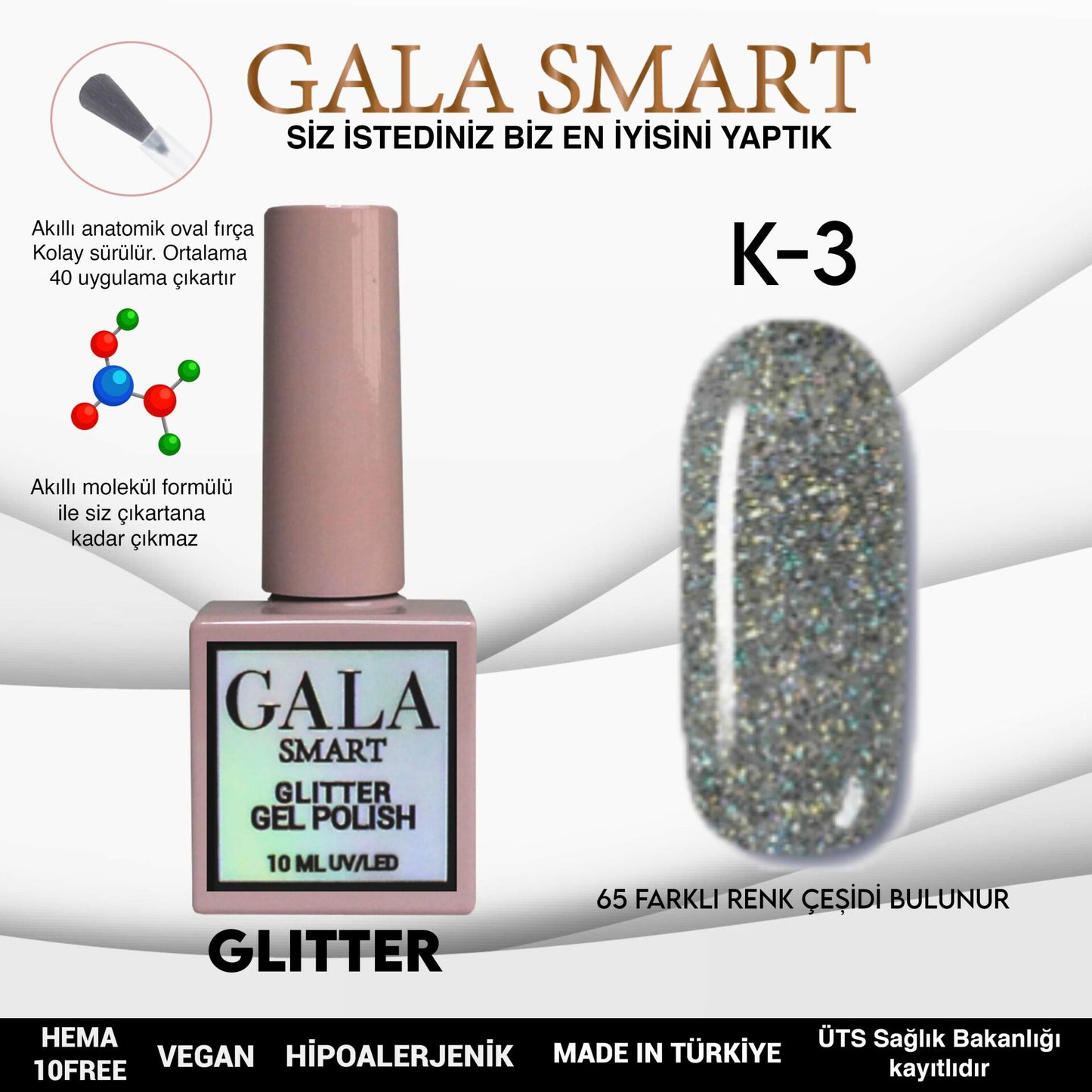 Glitter Kalıcı Oje - 10 ml K-03