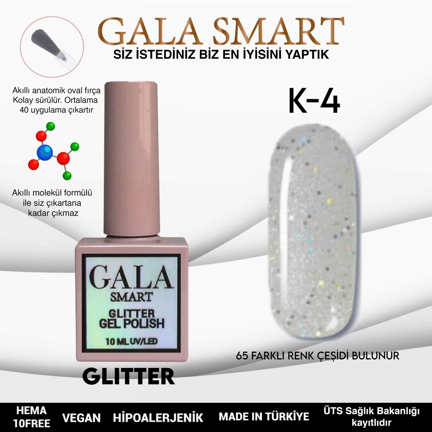 Glitter Kalıcı Oje - 10 ml K-04