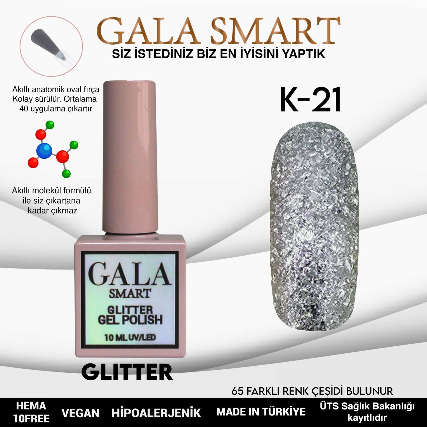 Glitter Kalıcı Oje - 10 ml K-21