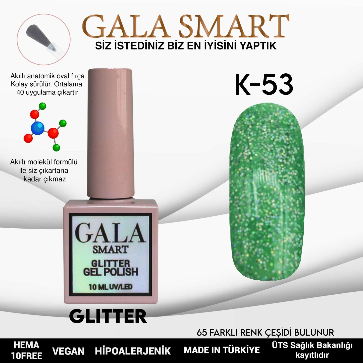 Glitter Kalıcı Oje - 10 ml K-53