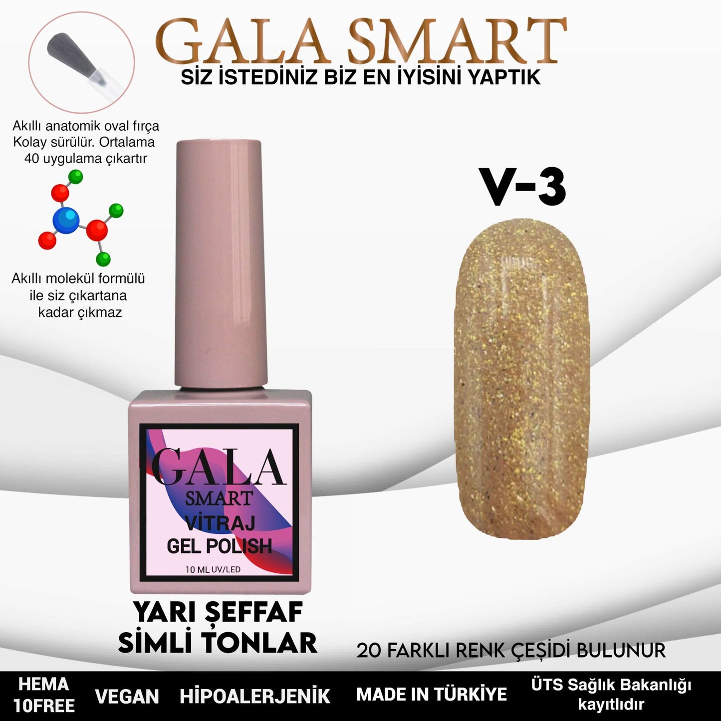 Gala Smart - Vitraj Kalıcı Oje - V3