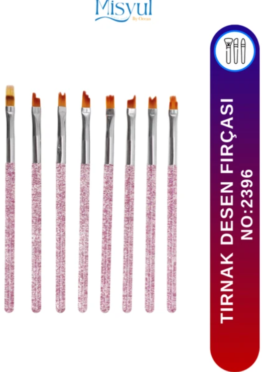 Misyul MIS-2396 8'li Yaprak Desenli Nail Art Fırça Seti