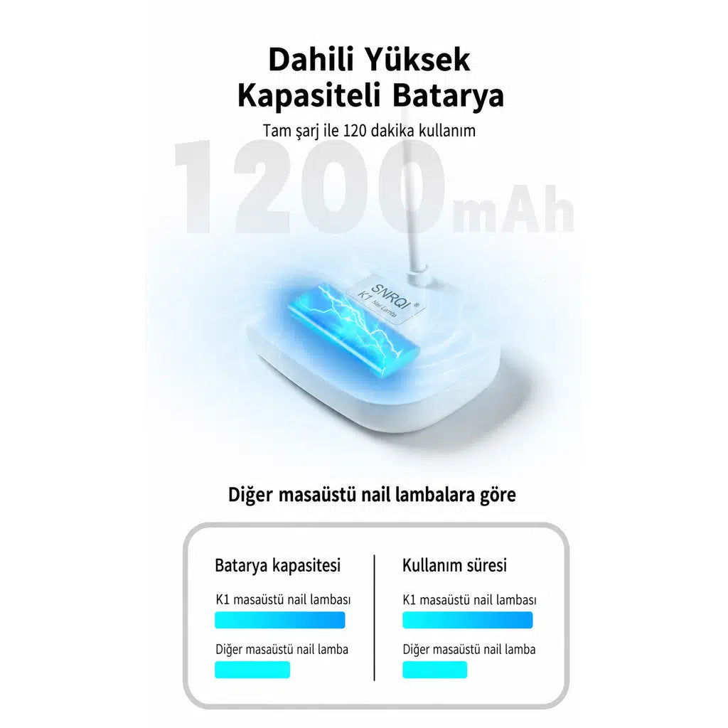 NailLamp K1 12W Şarjlı Mini UV/LED Tırnak Lambası – 8 LED - Görsel 3