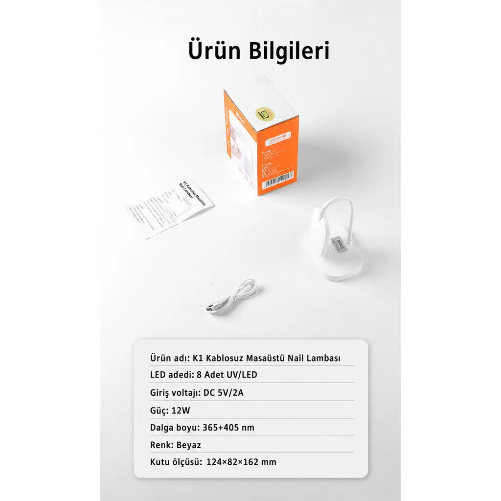 NailLamp K1 12W Şarjlı Mini UV/LED Tırnak Lambası – 8 LED - Görsel 4