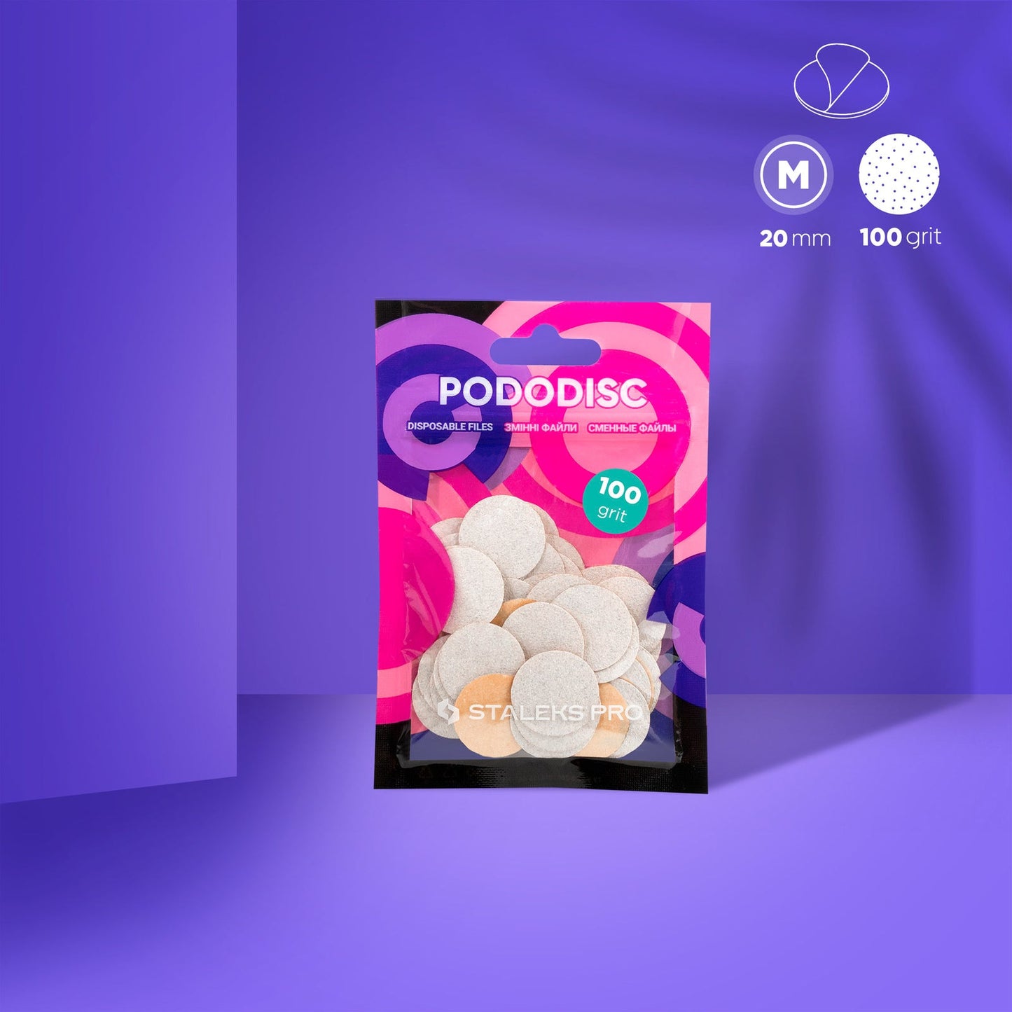 STALEKS Expert Pododisc M Yapışkan Zımpara 100 Grit 20 mm 50'li