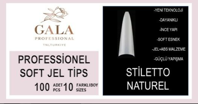 Gala Smart 100'lü Stiletto Yarım Ay Tips Kemik Renk