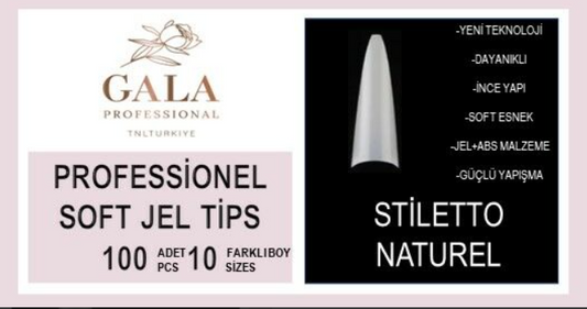 Gala Smart 100'lü Stiletto Yarım Ay Tips Kemik Renk