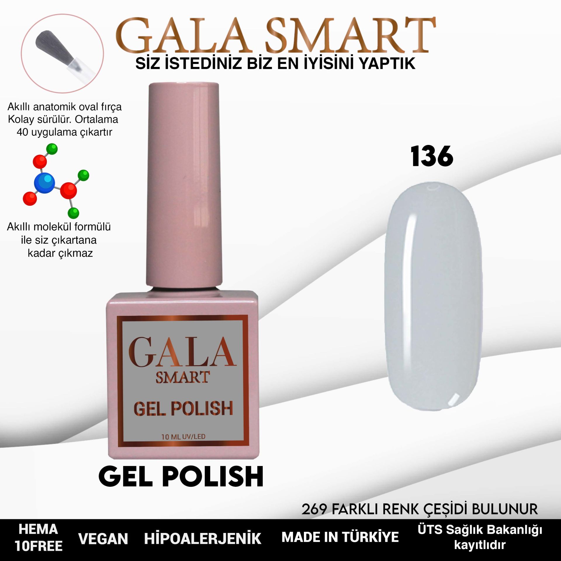 Gala Smart - Classic Kalıcı Oje - NO:136