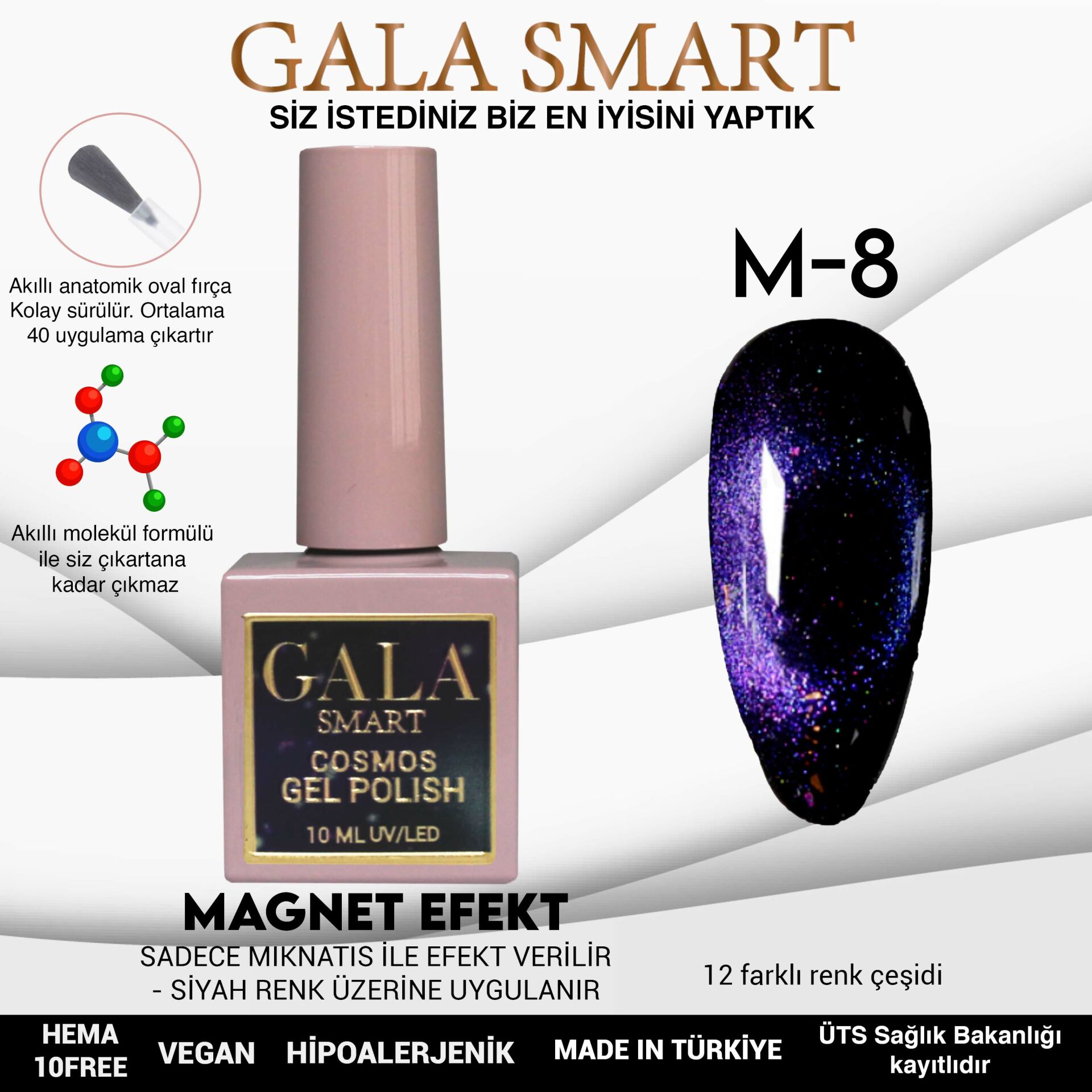 Gala Smart -  Cosmos Kedi Gözü Kalıcı Oje - M-8