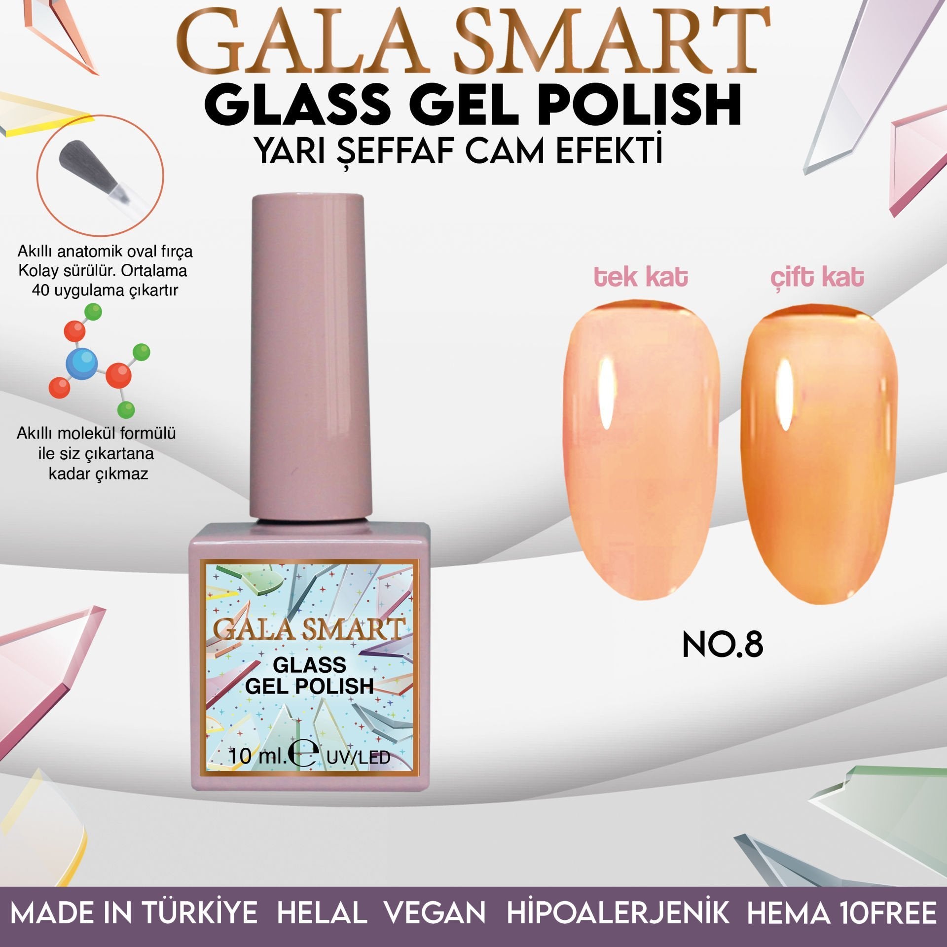 Glass Kalıcı Oje 10 mle  NO:08