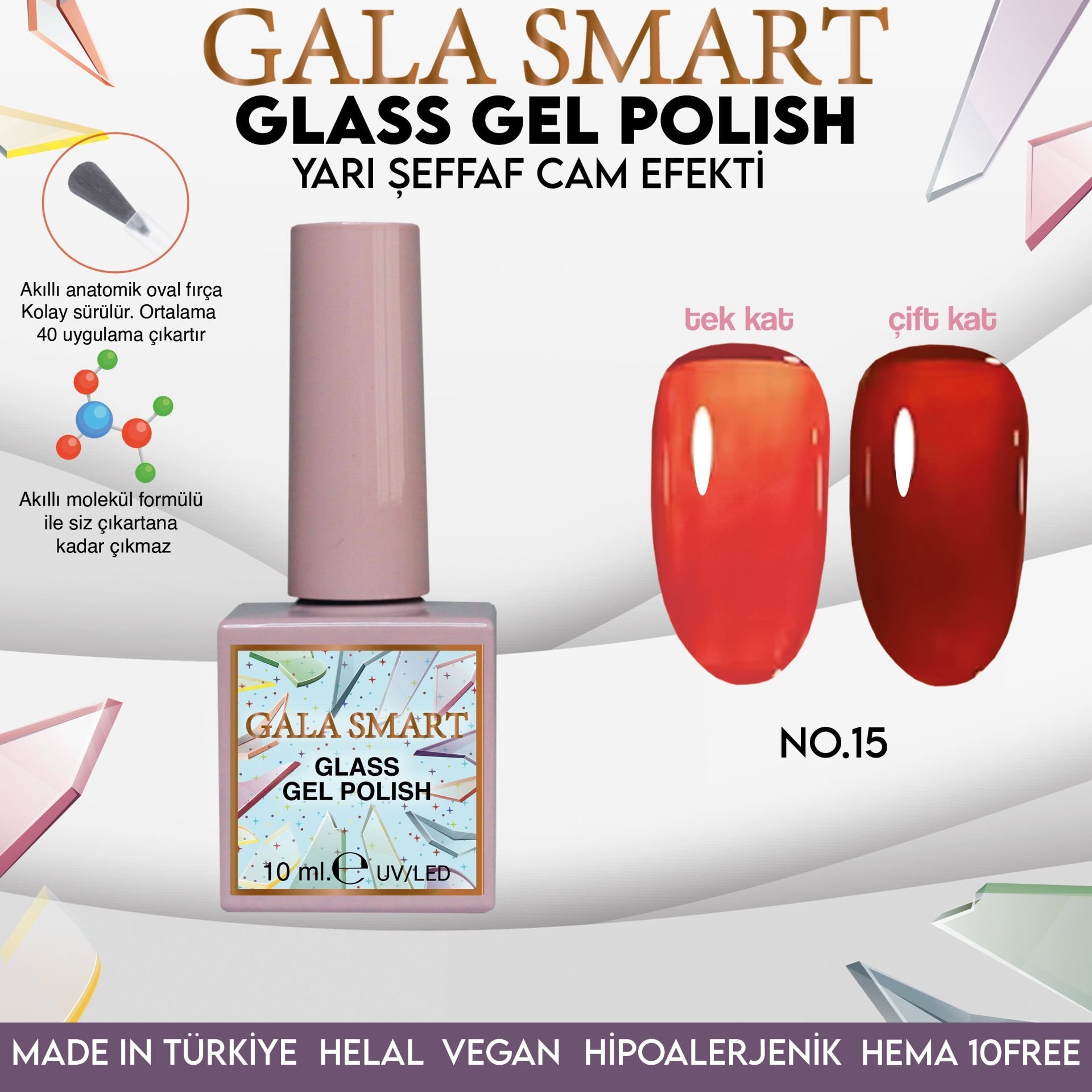 Glass Kalıcı Oje 10 mle NO:15