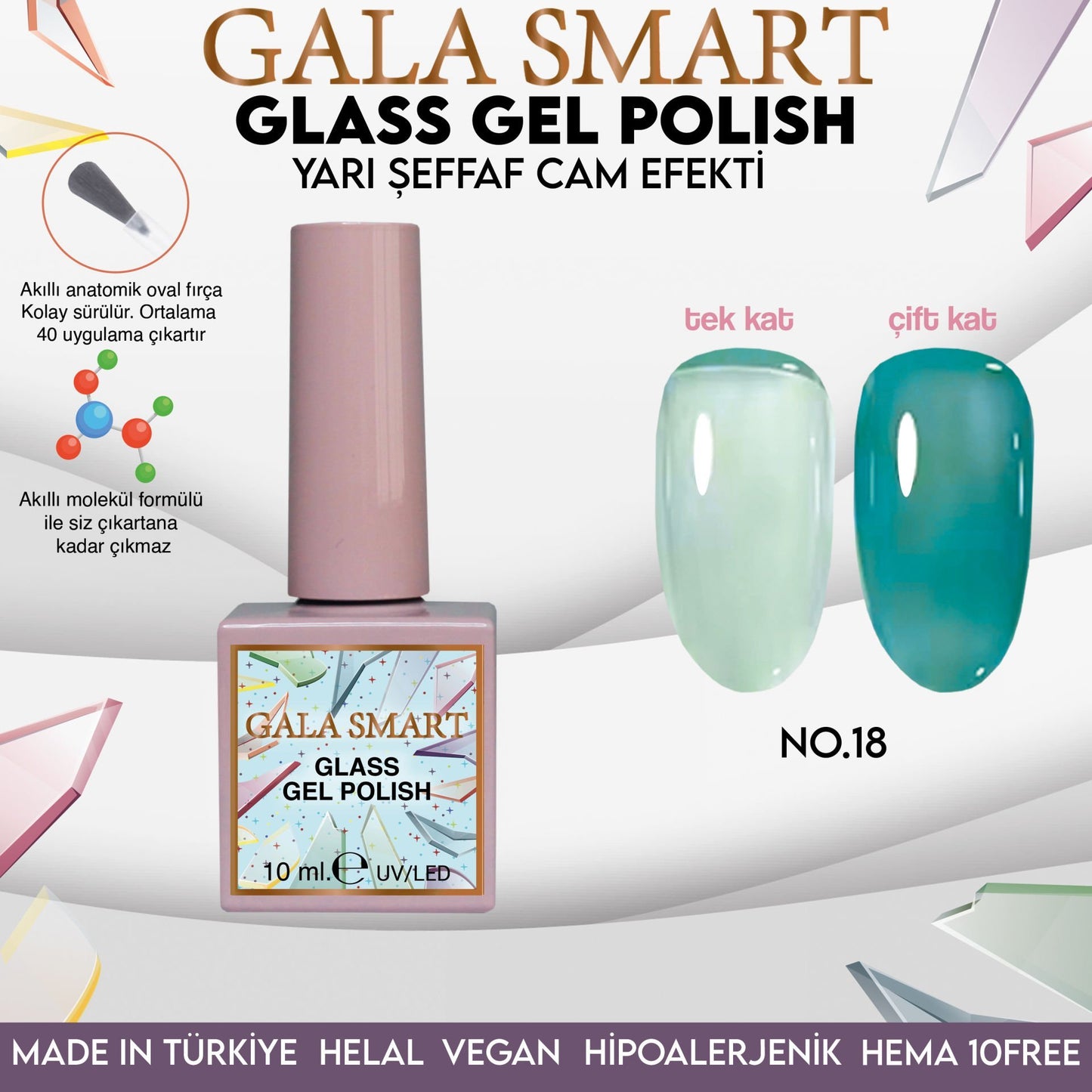 Glass Kalıcı Oje  10 mle NO:18