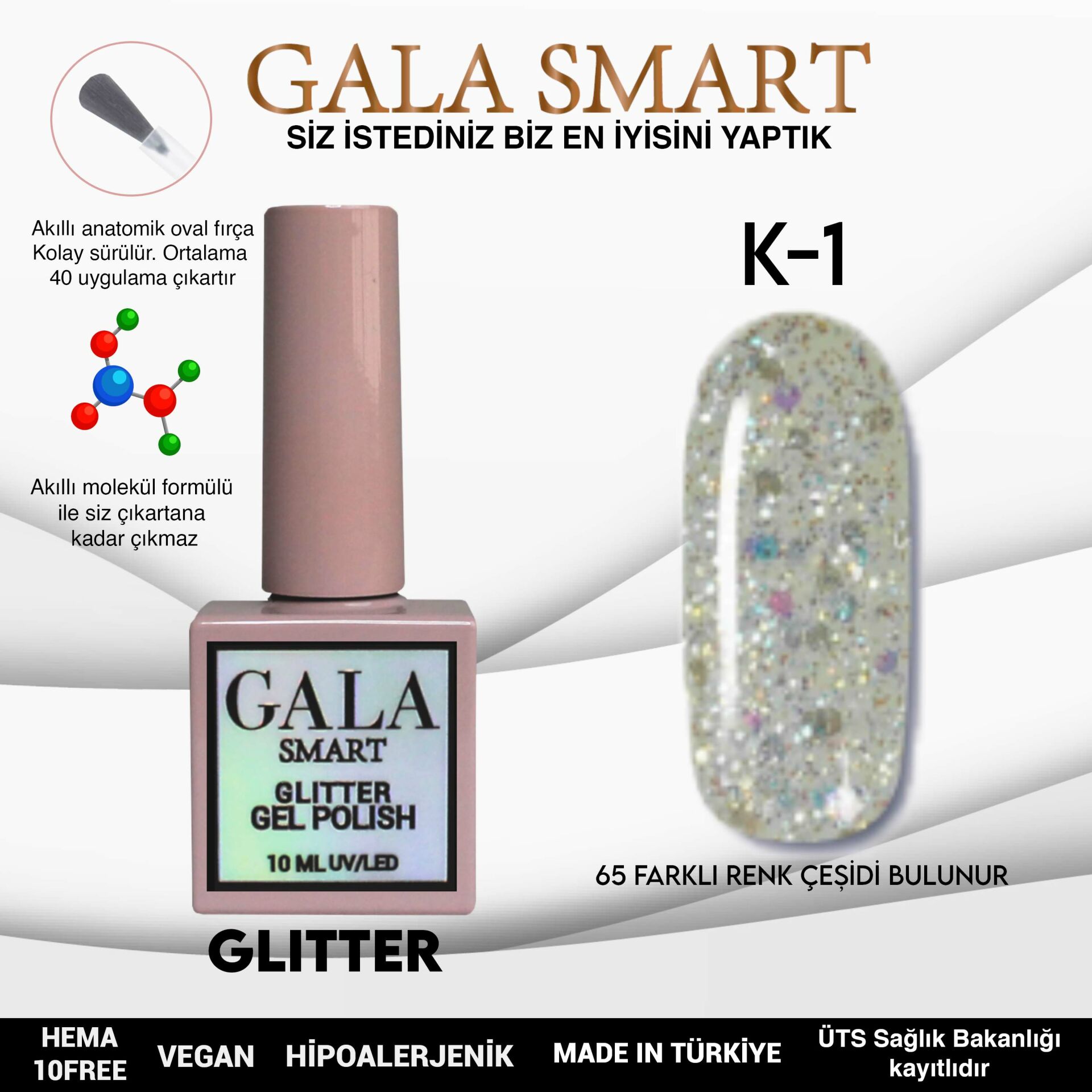 Glitter Kalıcı Oje - 10 ml K-01