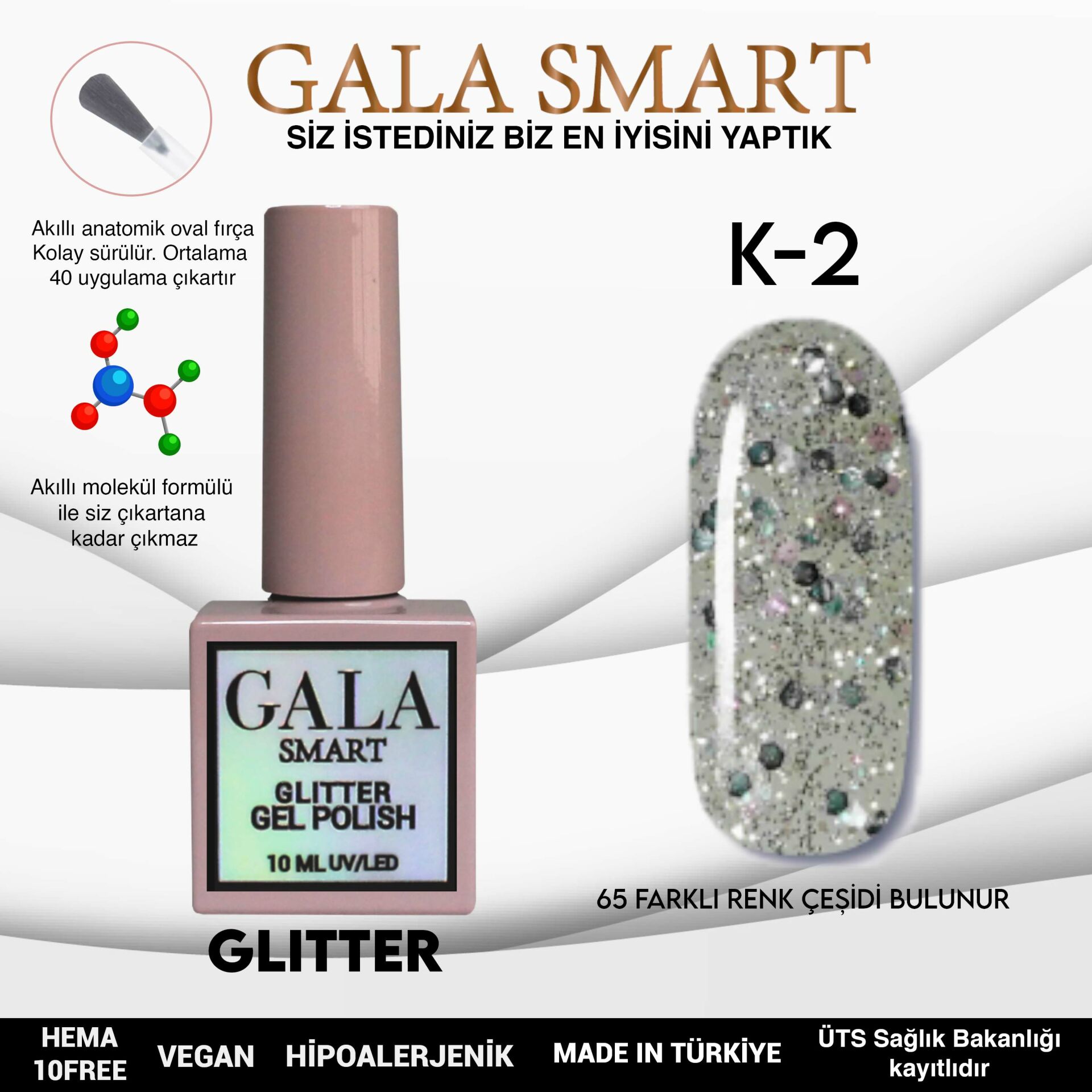 Glitter Kalıcı Oje - 10 ml K-02