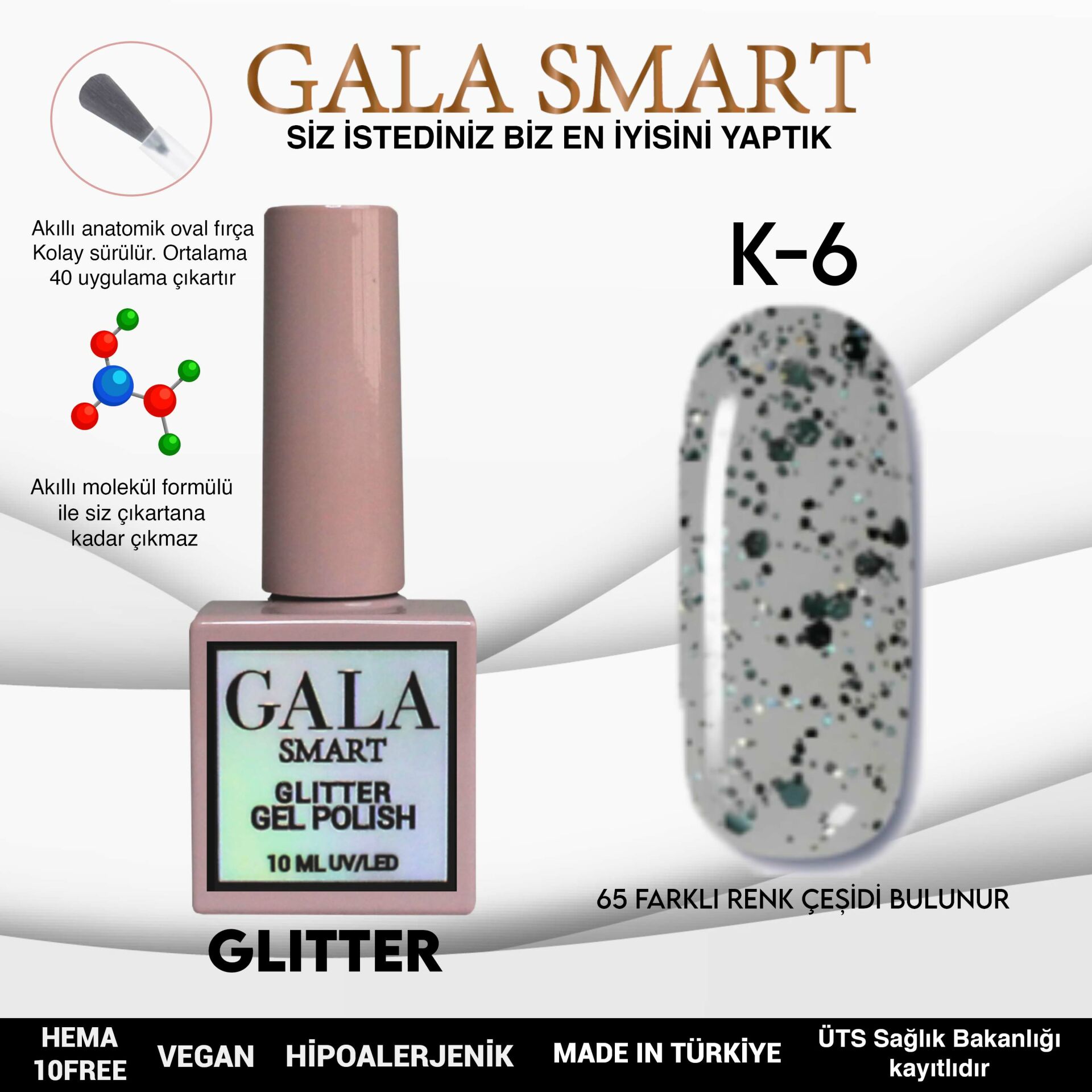 Glitter Kalıcı Oje - 10 ml K-06