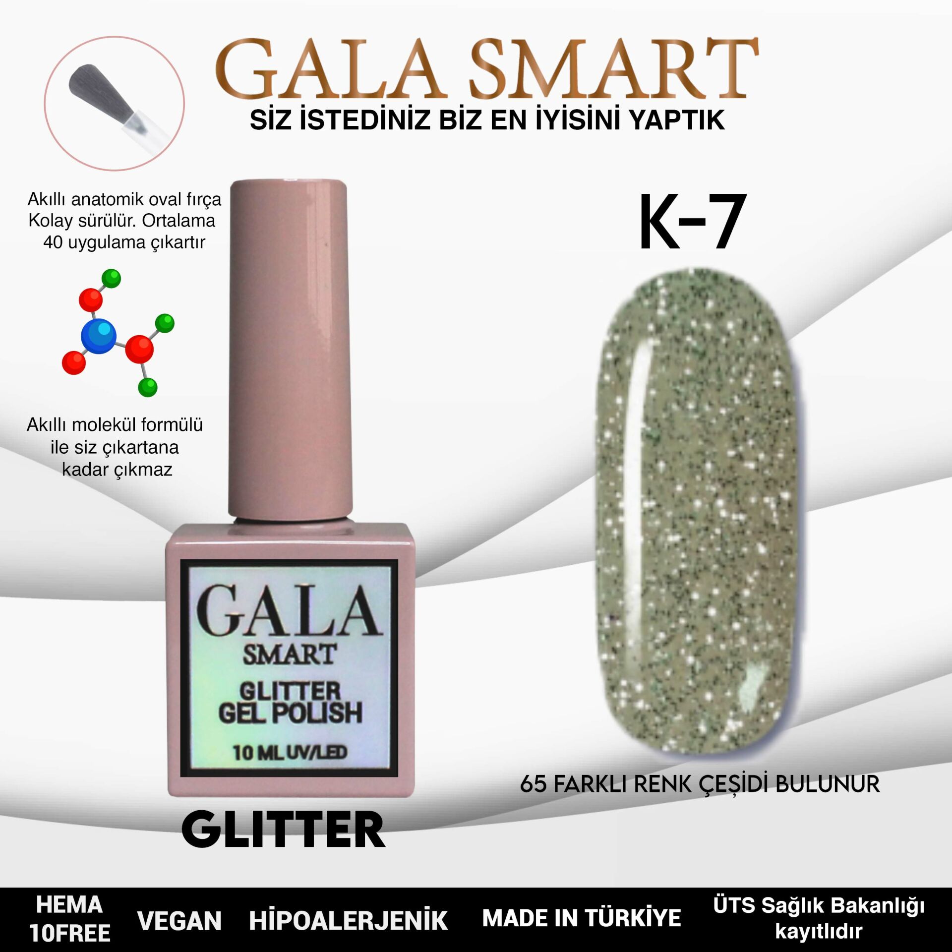 Glitter Kalıcı Oje - 10 ml K-07