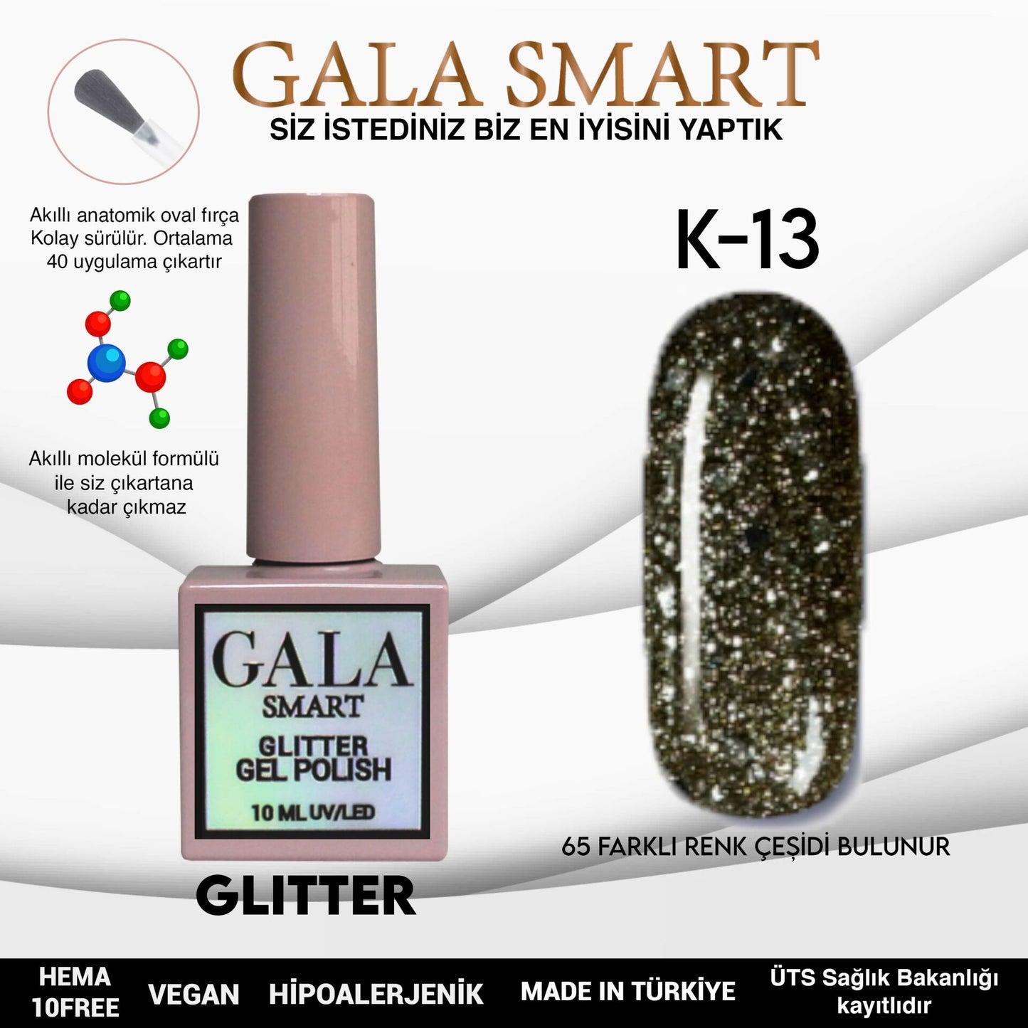 Glitter Kalıcı Oje - 10 ml K-13