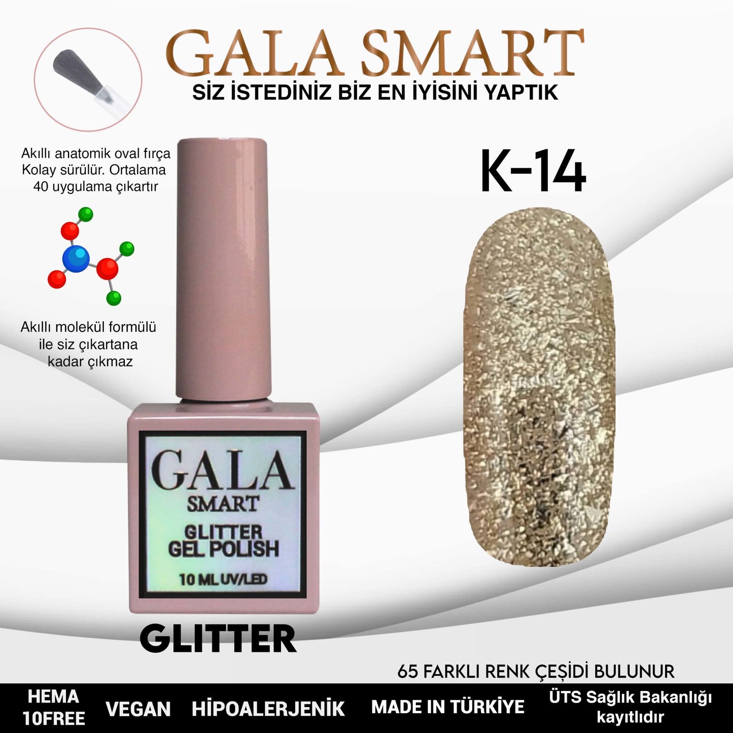 Glitter Kalıcı Oje - 10 ml K-14