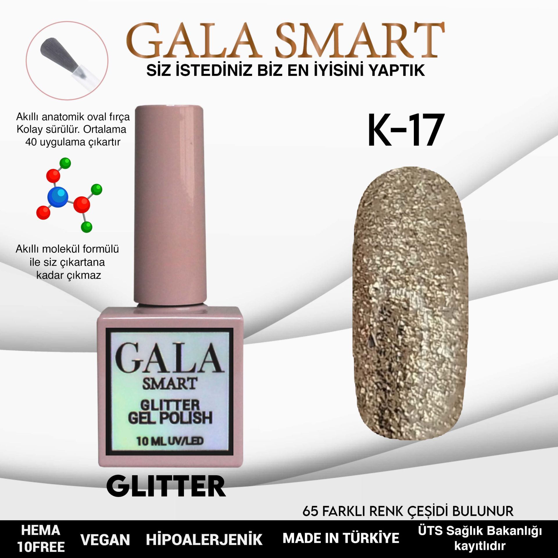 Glitter Kalıcı Oje - 10 ml K-17