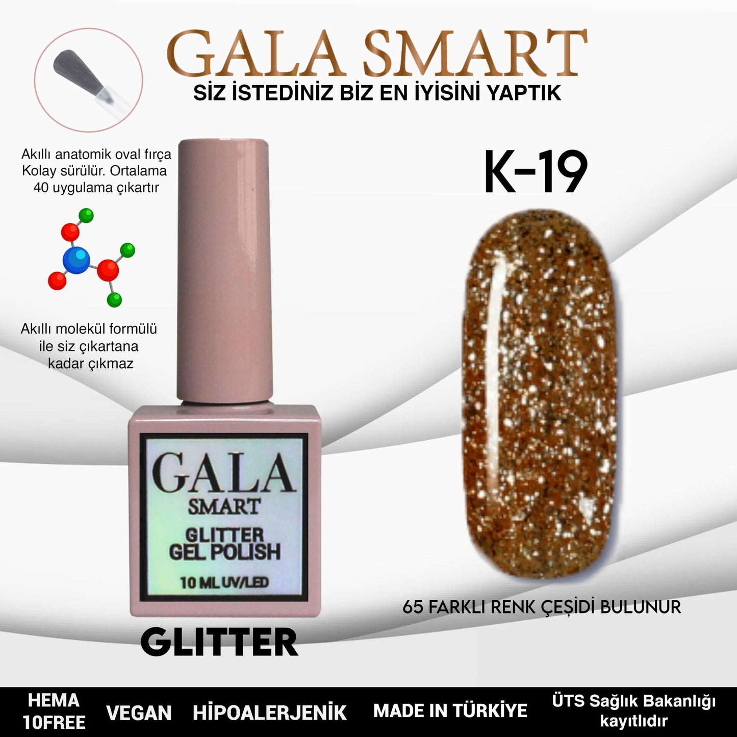 Glitter Kalıcı Oje - 10 ml K-19