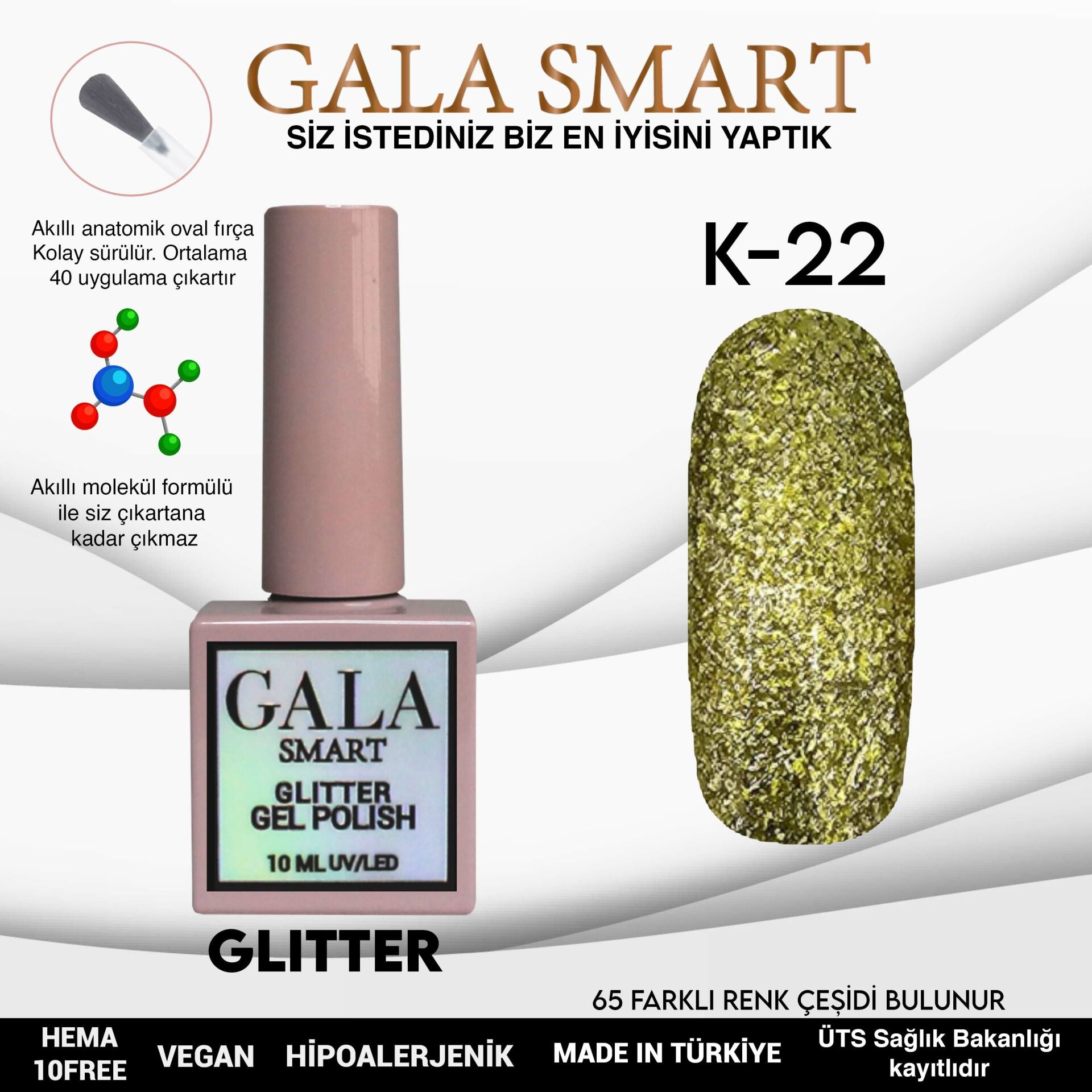 Glitter Kalıcı Oje - 10 ml K-22