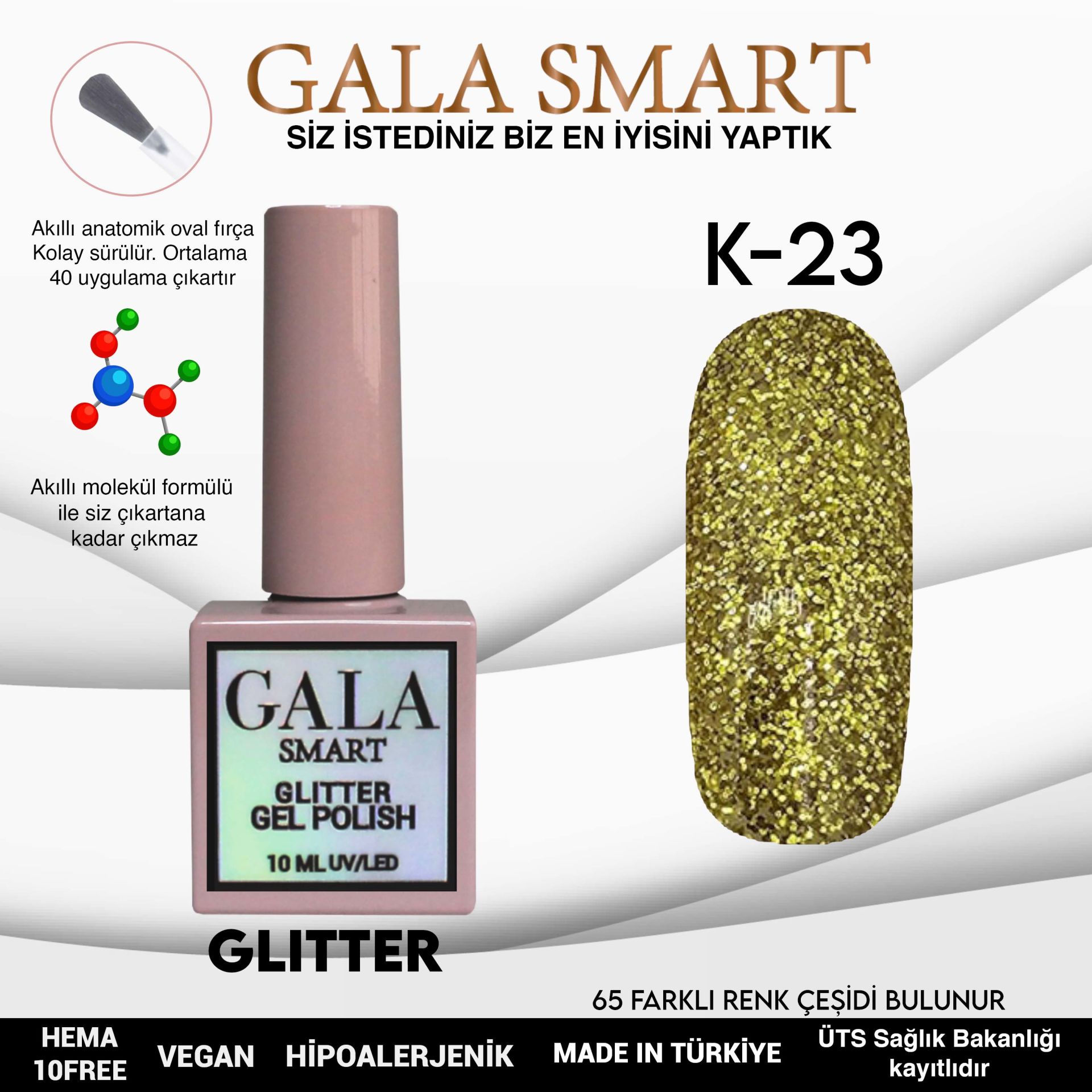 Glitter Kalıcı Oje - 10 ml K-23