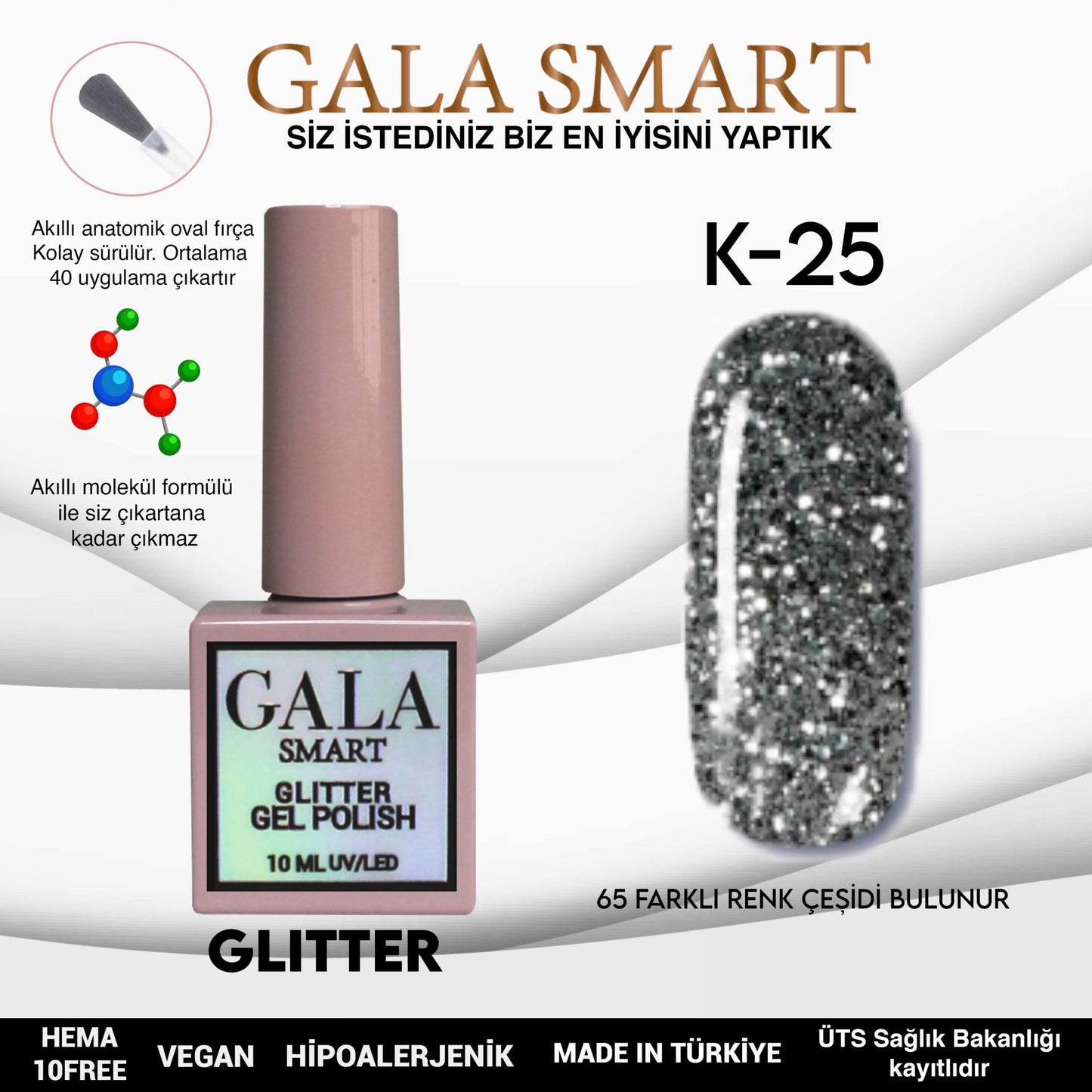 Glitter Kalıcı Oje - 10 ml K-25