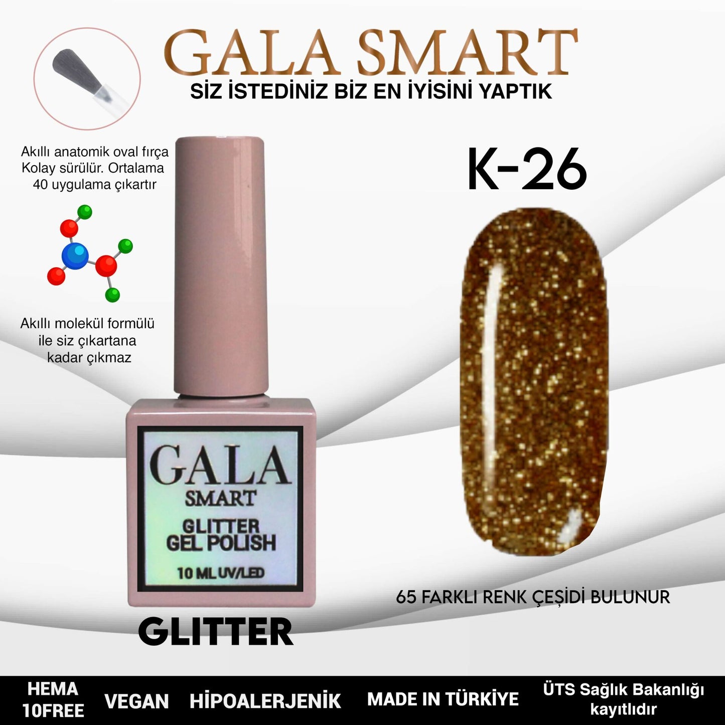 Glitter Kalıcı Oje - 10 ml K-26