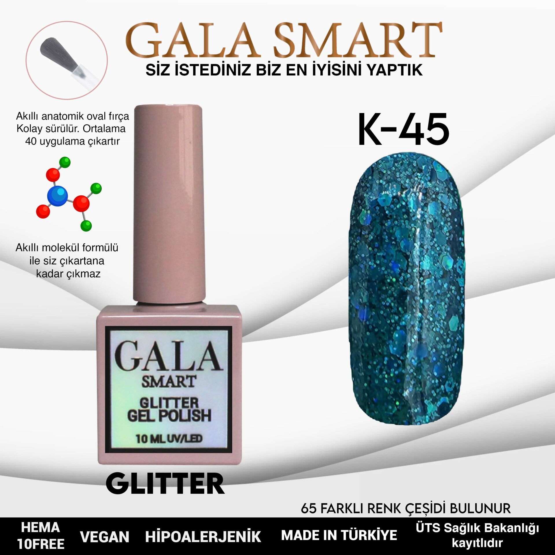 Glitter Kalıcı Oje - 10 ml K- 45