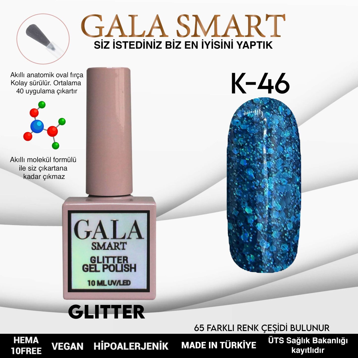 Glitter Kalıcı Oje - 10 ml K- 46