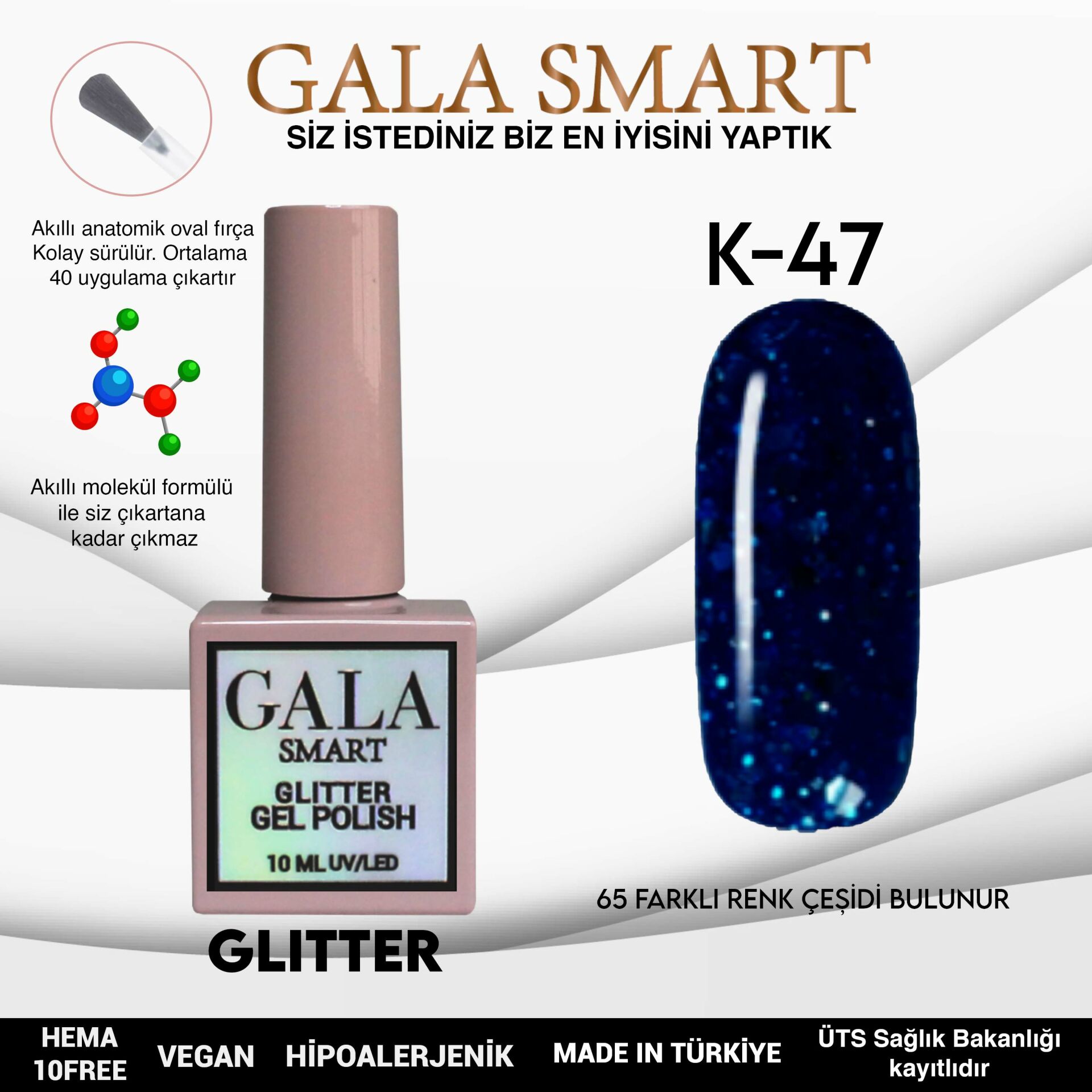 Glitter Kalıcı Oje - 10 ml K- 47