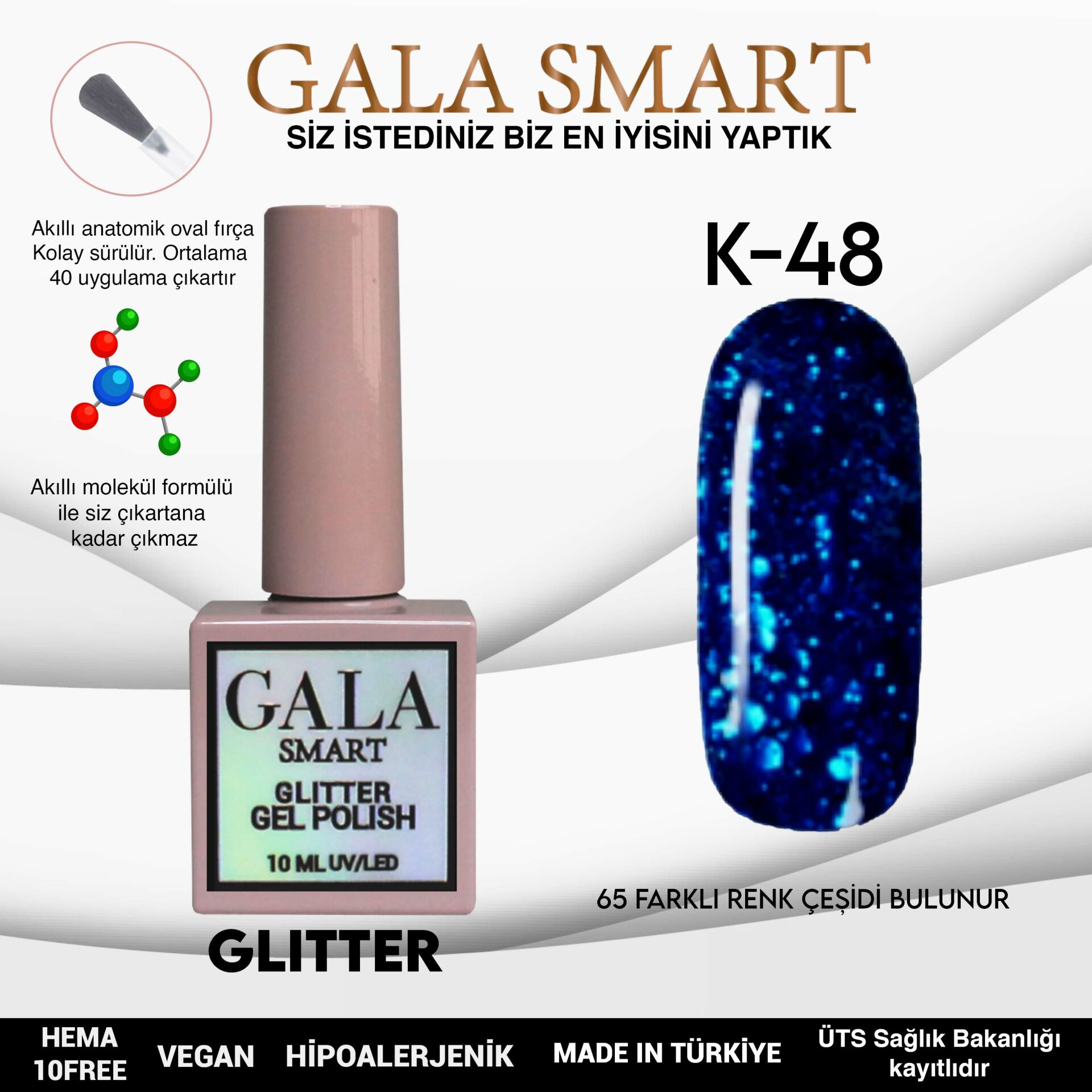 Glitter Kalıcı Oje - 10 ml K- 48
