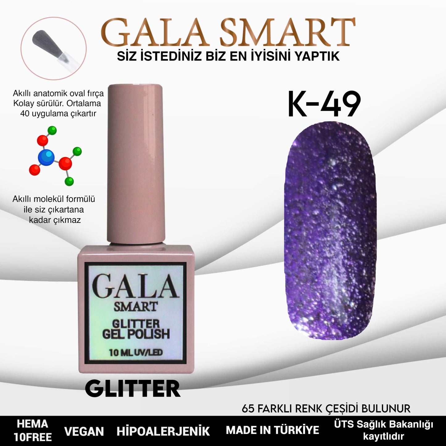 Glitter Kalıcı Oje - 10 ml K- 49