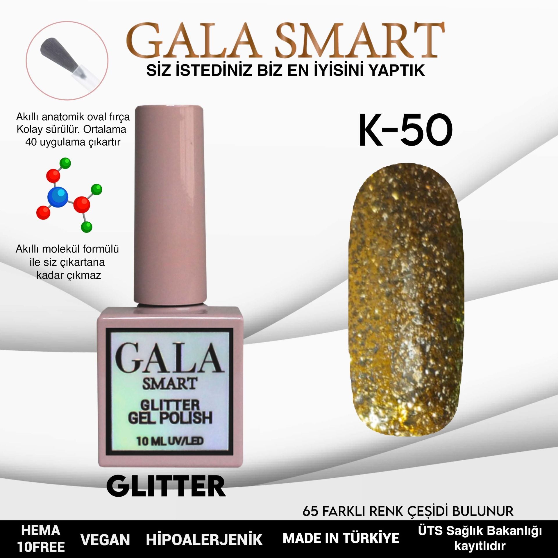 Glitter Kalıcı Oje - 10 ml K- 50