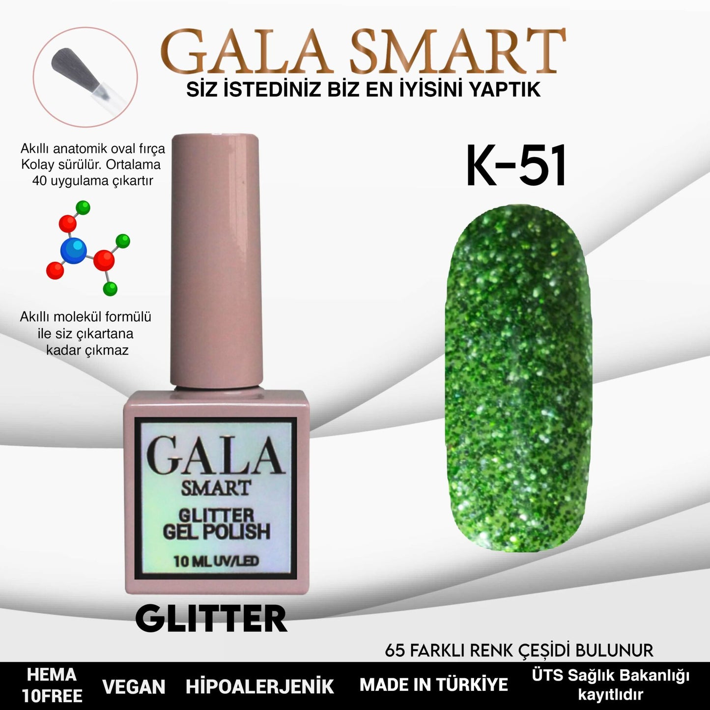 Glitter Kalıcı Oje - 10 ml K- 51