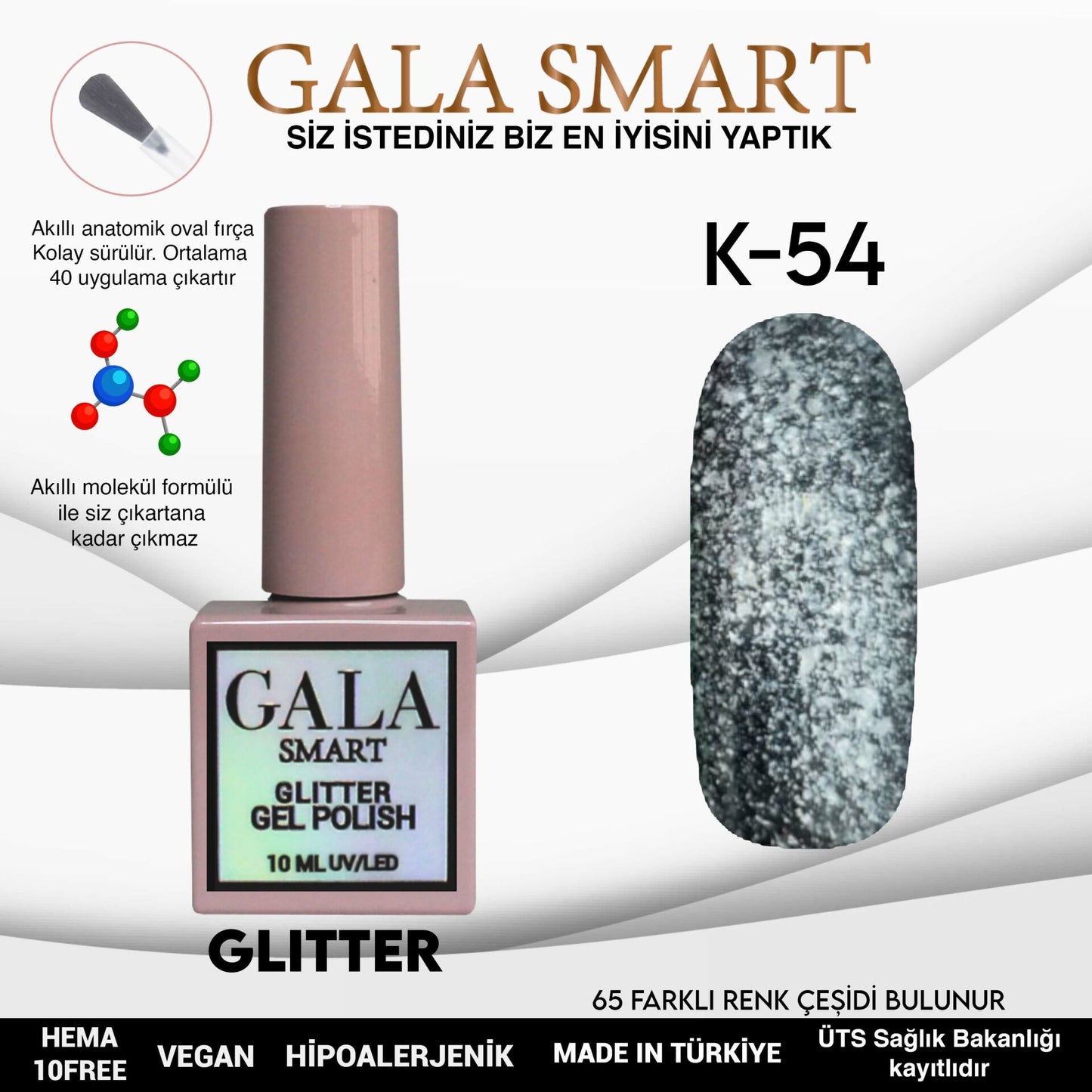 Glitter Kalıcı Oje - 10 ml K-54