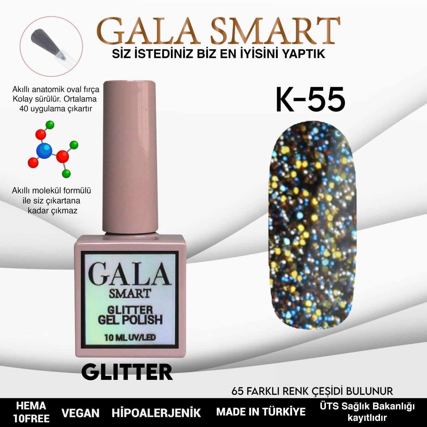 Glitter Kalıcı Oje - 10 ml K-55