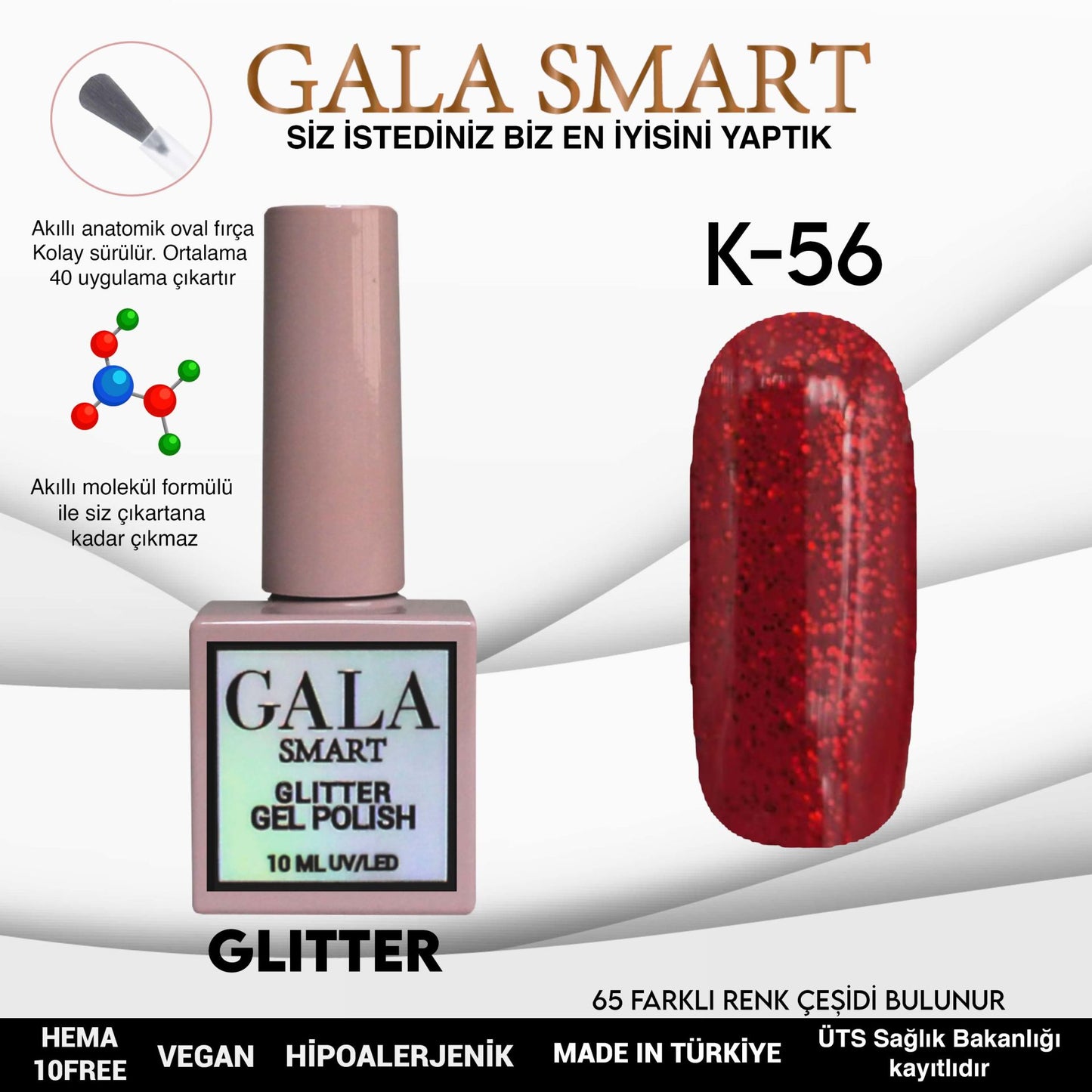 Glitter Kalıcı Oje - 10 ml K-56