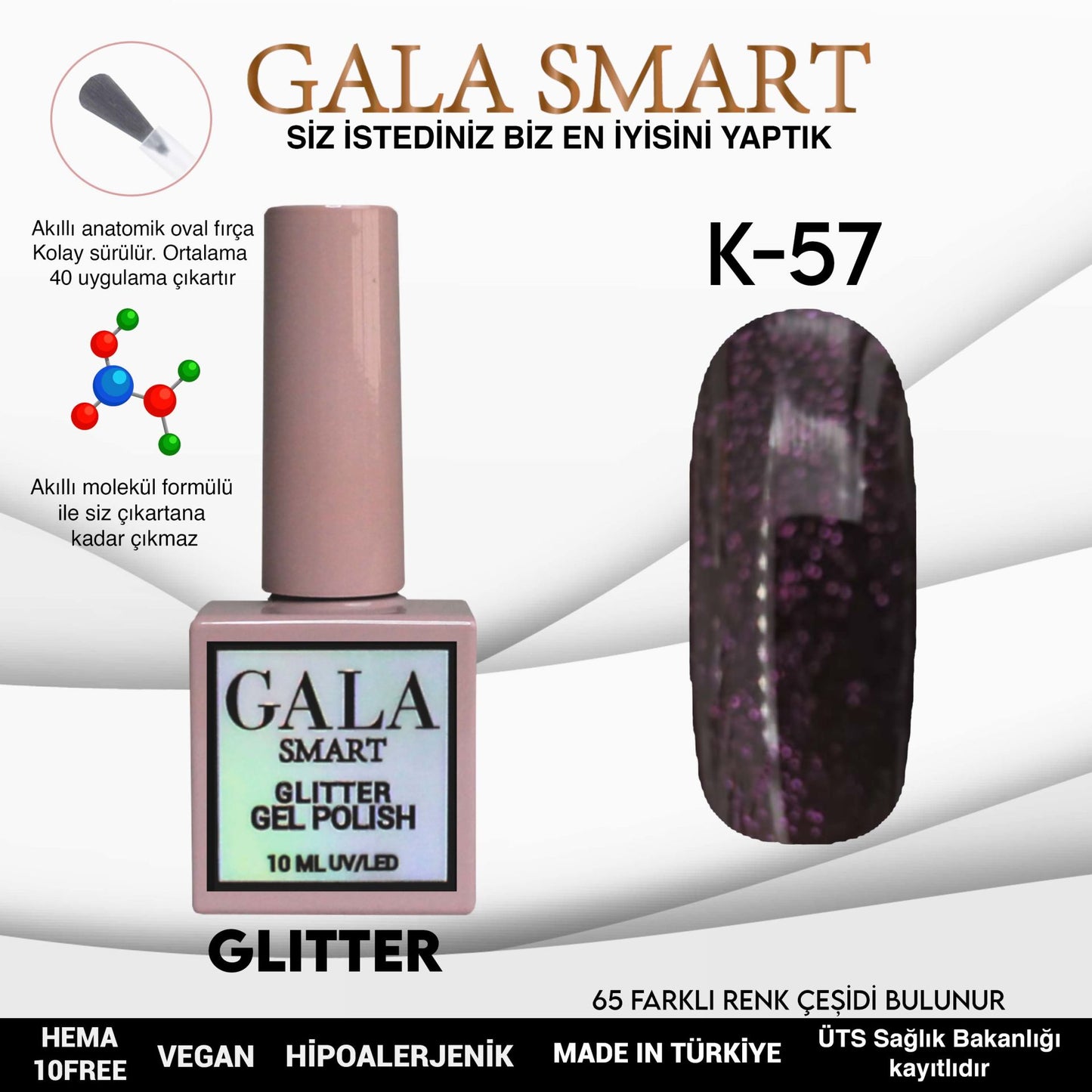Glitter Kalıcı Oje - 10 ml K-57