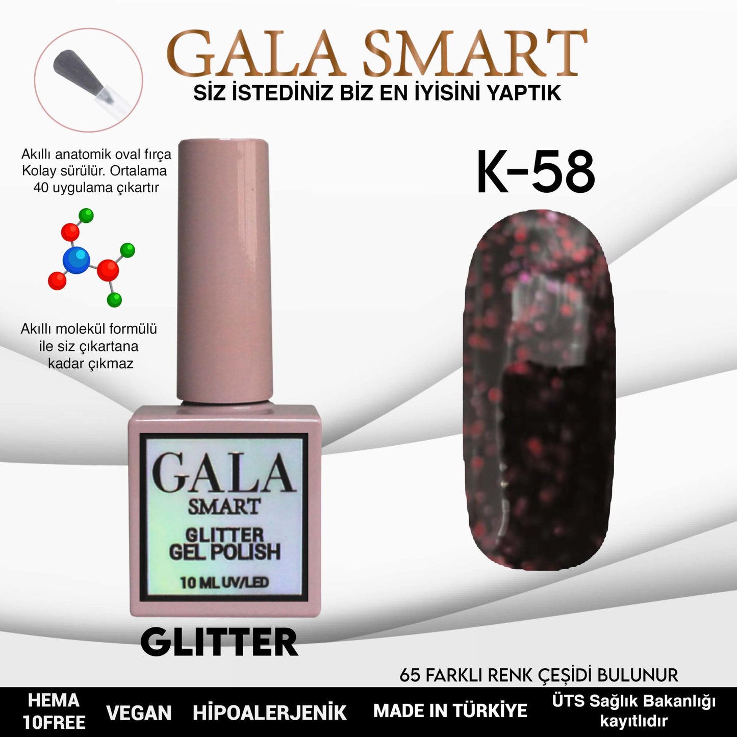 Glitter Kalıcı Oje - 10 ml K-58