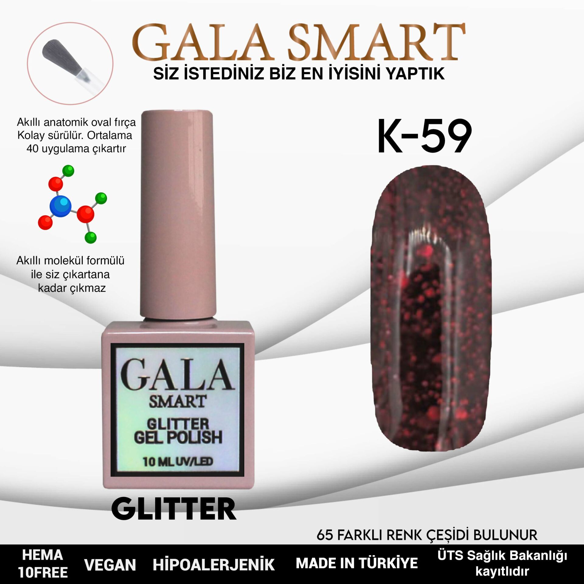 Glitter Kalıcı Oje - 10 ml K-59