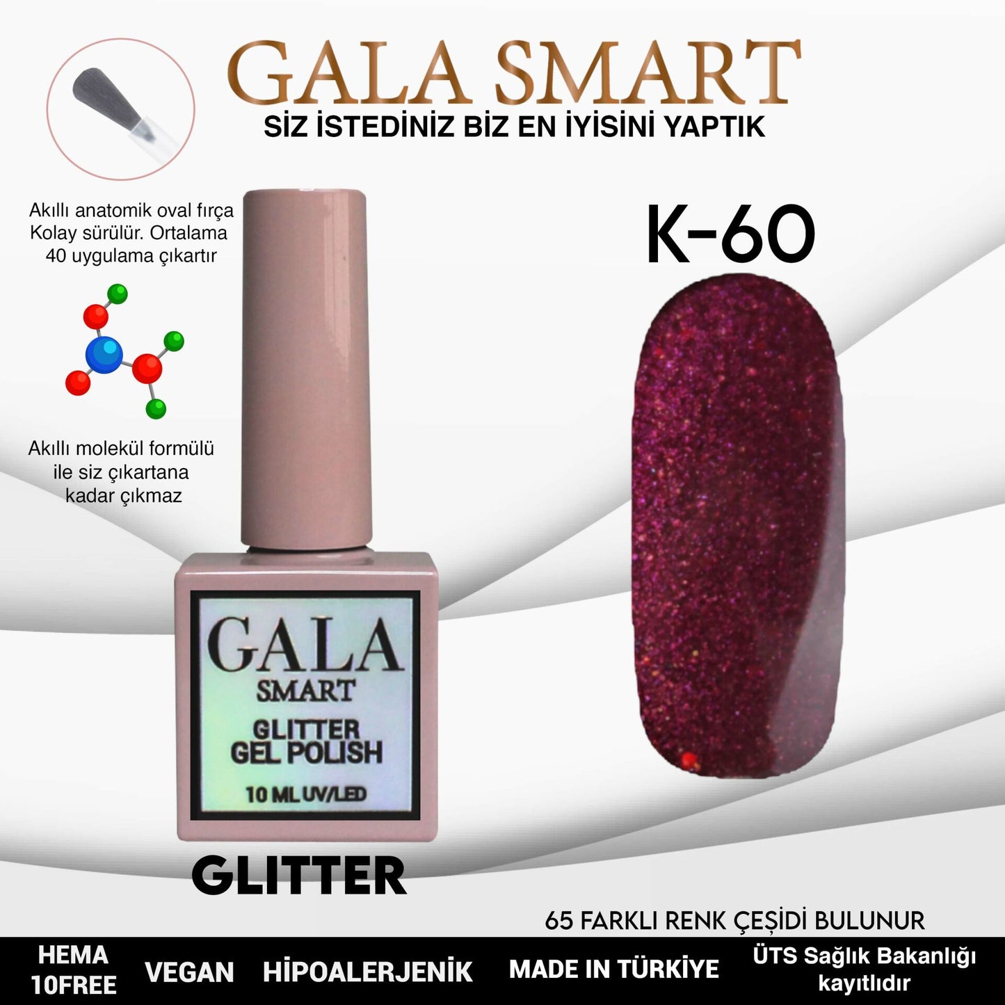Glitter Kalıcı Oje - 10 ml K-60