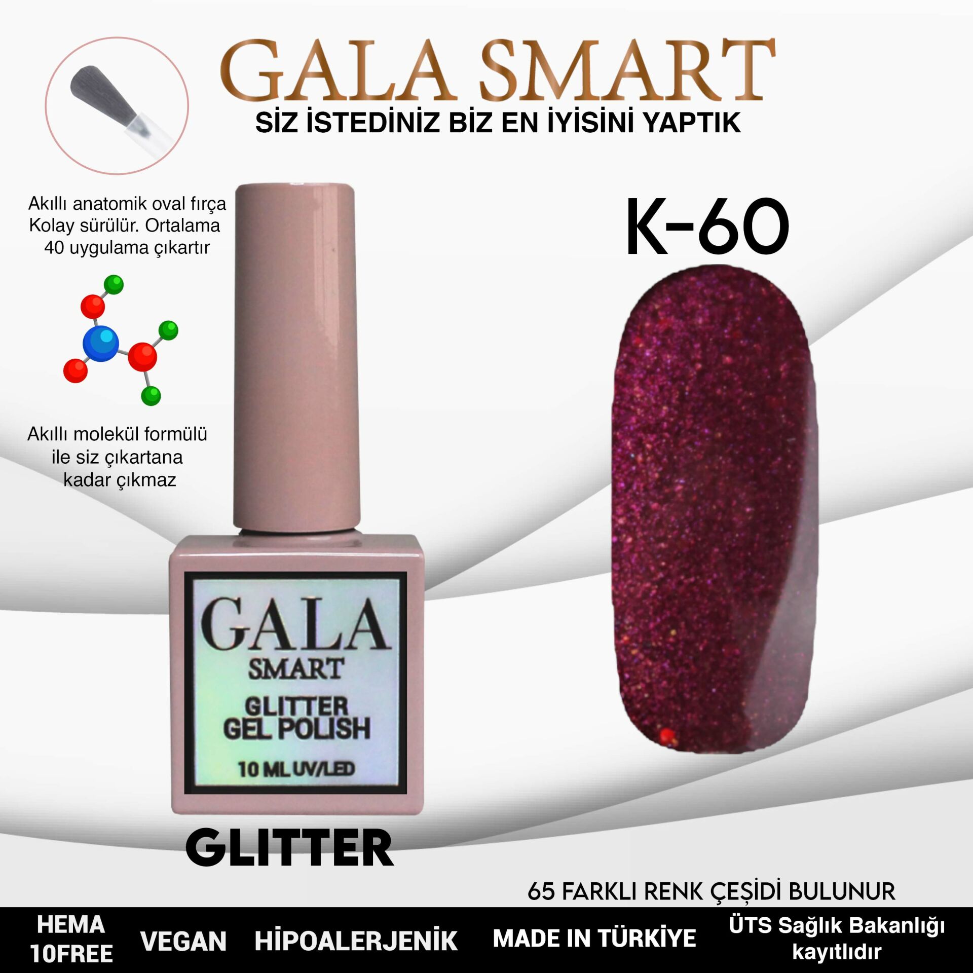 Glitter Kalıcı Oje - 10 ml K-60