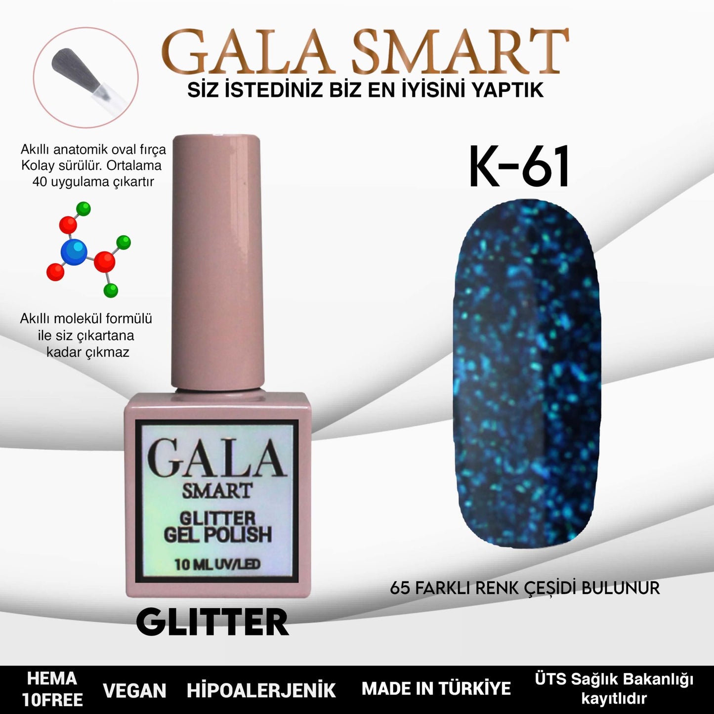Glitter Kalıcı Oje - 10 ml K- 61