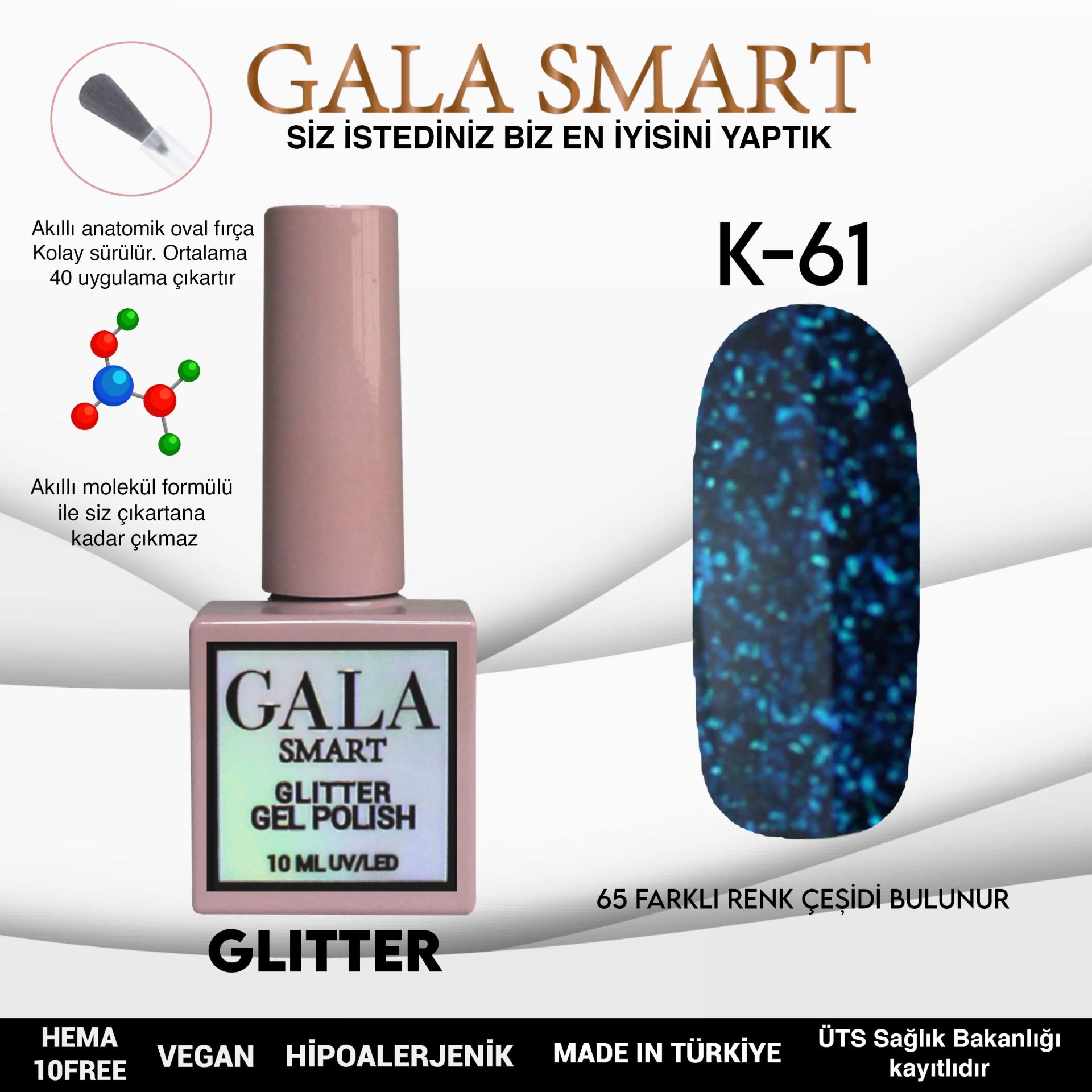 Glitter Kalıcı Oje - 10 ml K- 61