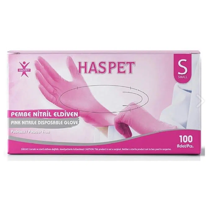 Pembe Nitril Eldiven Small
