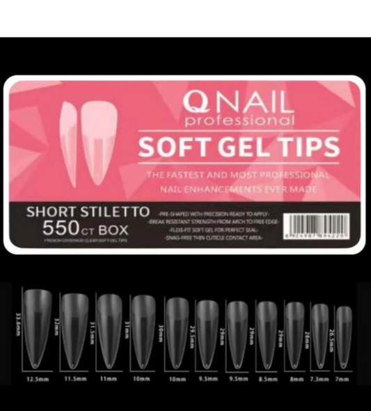 Qnail 550'li Full Jel Tips Short Stiletto